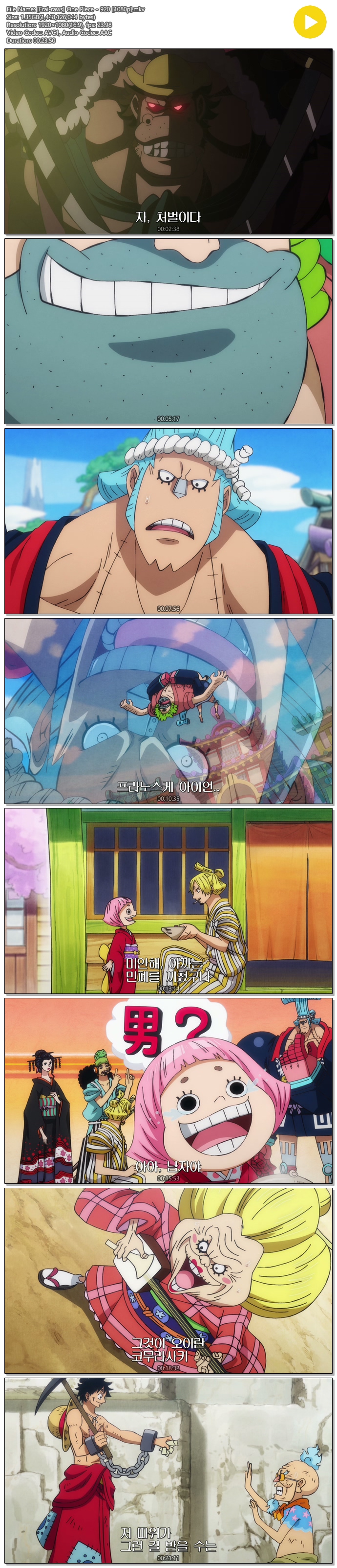 Erai 1080p 원피스 One Piece 920화 다운로드 파일썬 파일썬