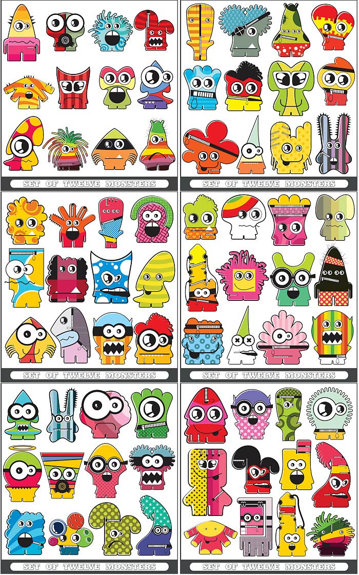 카툰 몬스터 Colorful cartoon monsters