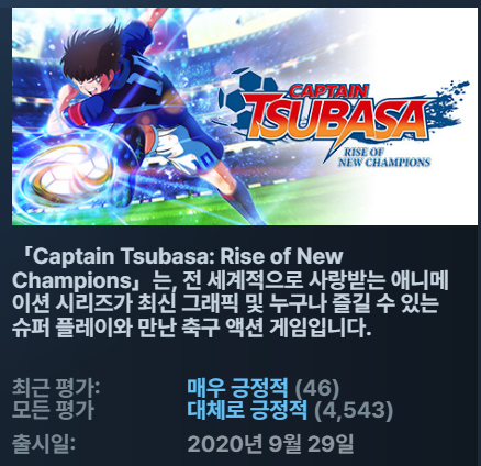 [무설치한글축구] 캡틴츠바사 라이즈 오브 뉴 챔피언스ver1.461