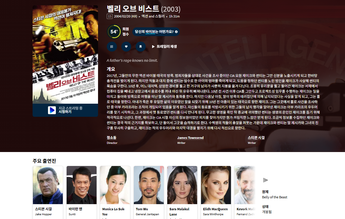 [큐레이터] 스티븐 시걸 [벨리 오브 비스트]