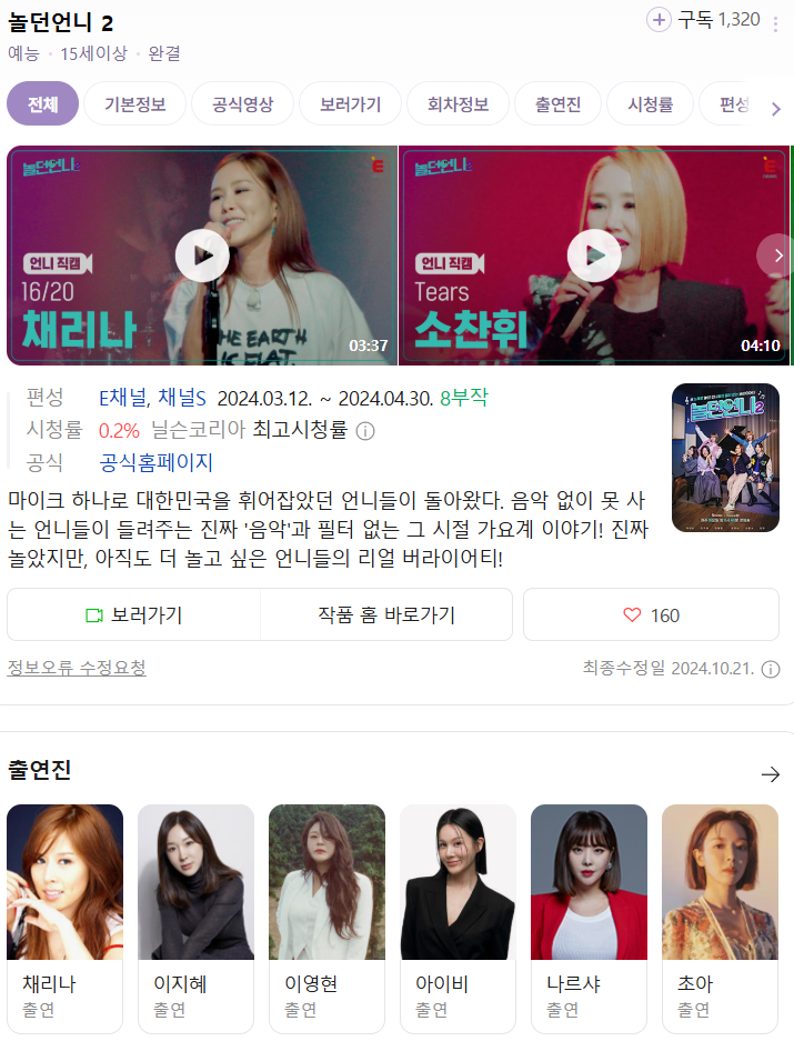 [예능완결] 놀던언니 2 (720P 저용량)