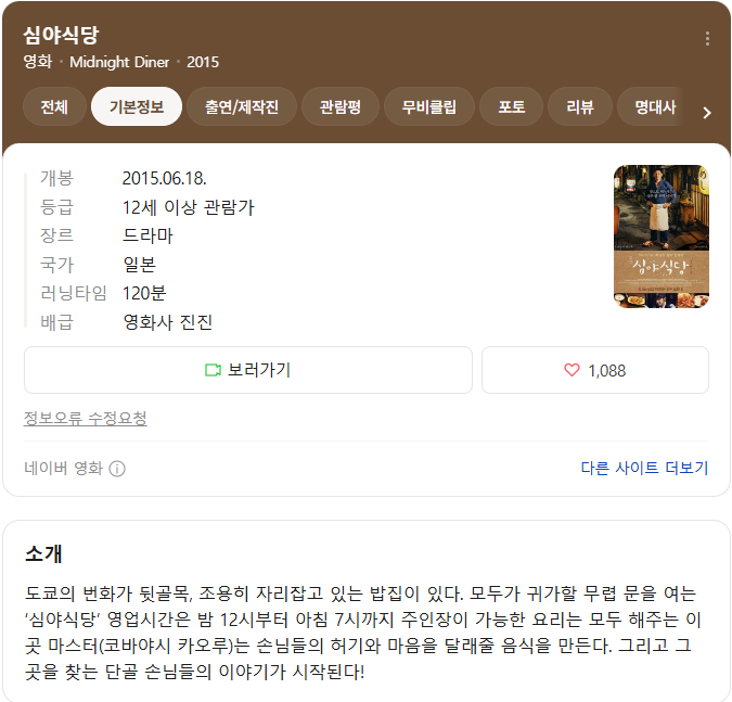 [극장판] 심야식당1 (720P, 자체자막)