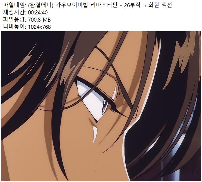 (완결애니) 카우보이비밥 리마스터판 - 26부작 고화질 액션