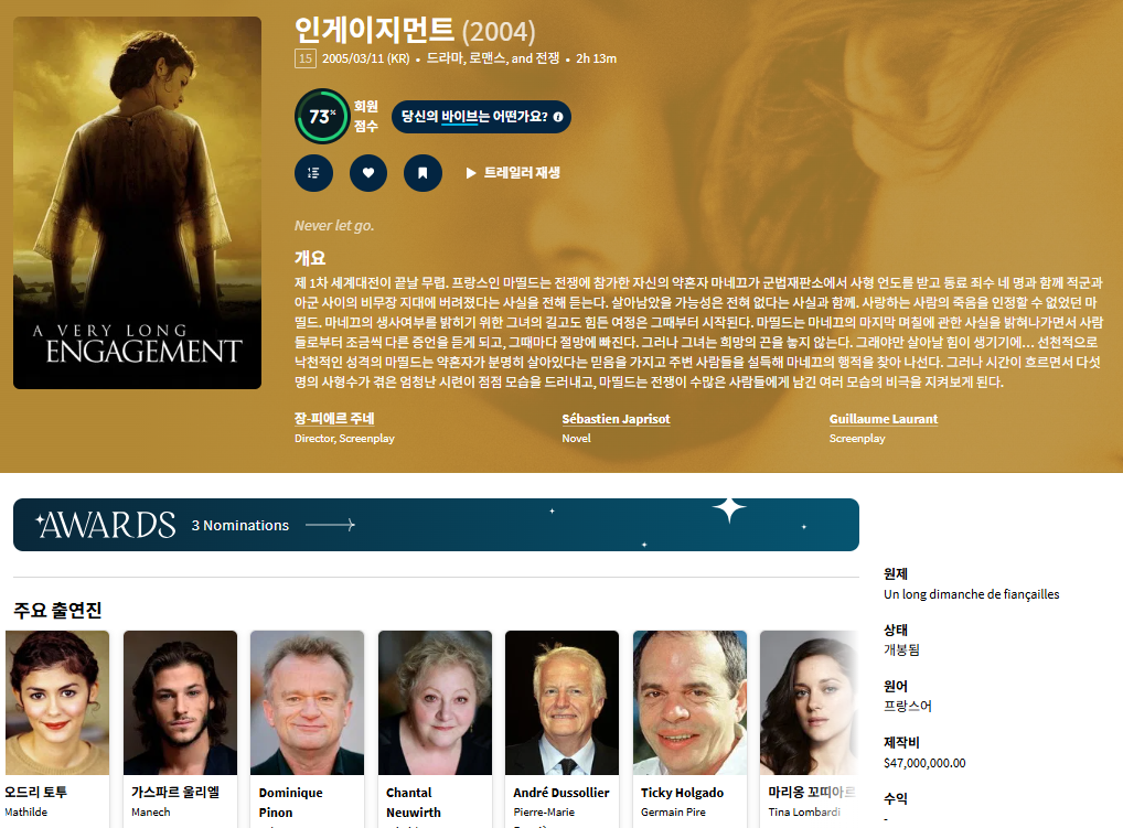 [큐레이터] 전쟁 속 연인을 찾는 미스터리 로맨..