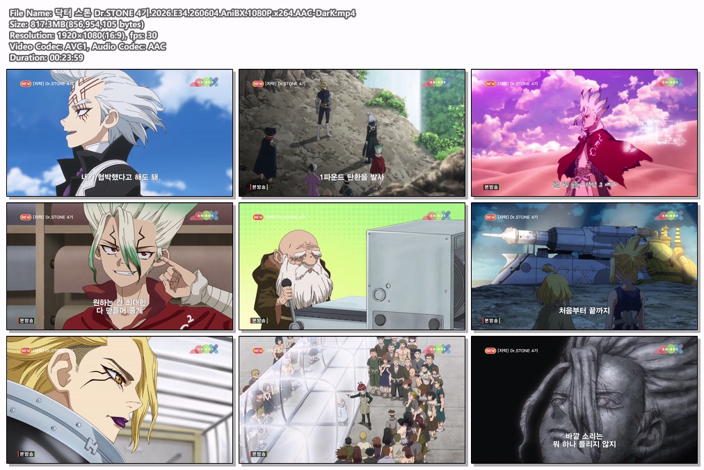 닥터 스톤 Dr.STONE 4기.2026.E34.260604.AniBX.1080P.x264.AAC-DarK