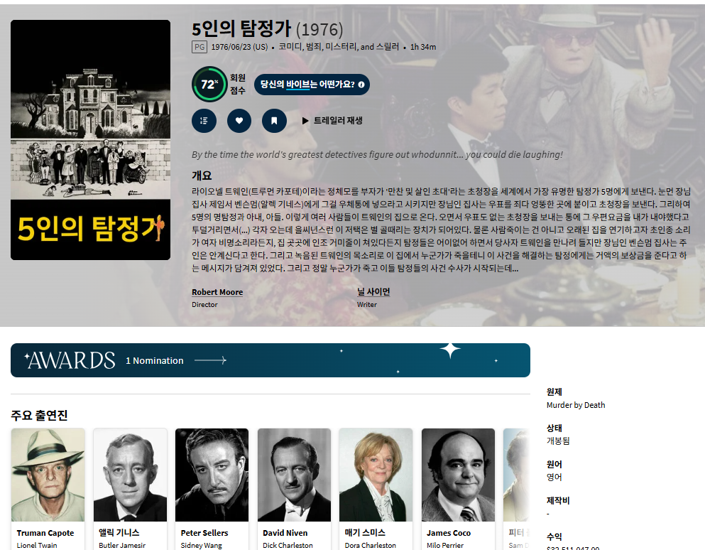 [큐레이터] 추리 명작 [5인의 명탐정] Mur..