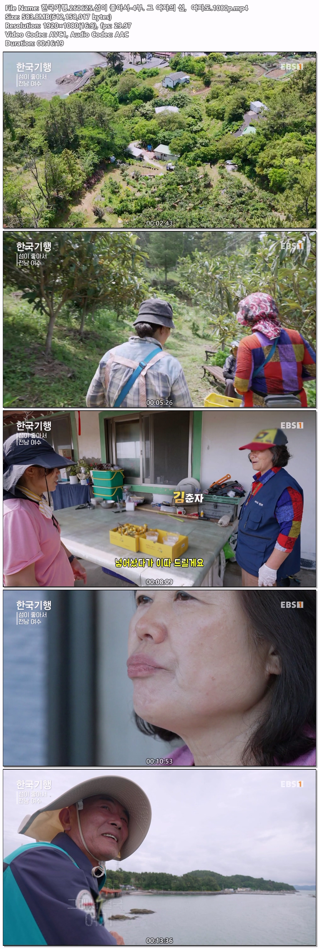 한국기행.260625.섬이 좋아서-4부. 그 여자의 섬,  여자도.1080p