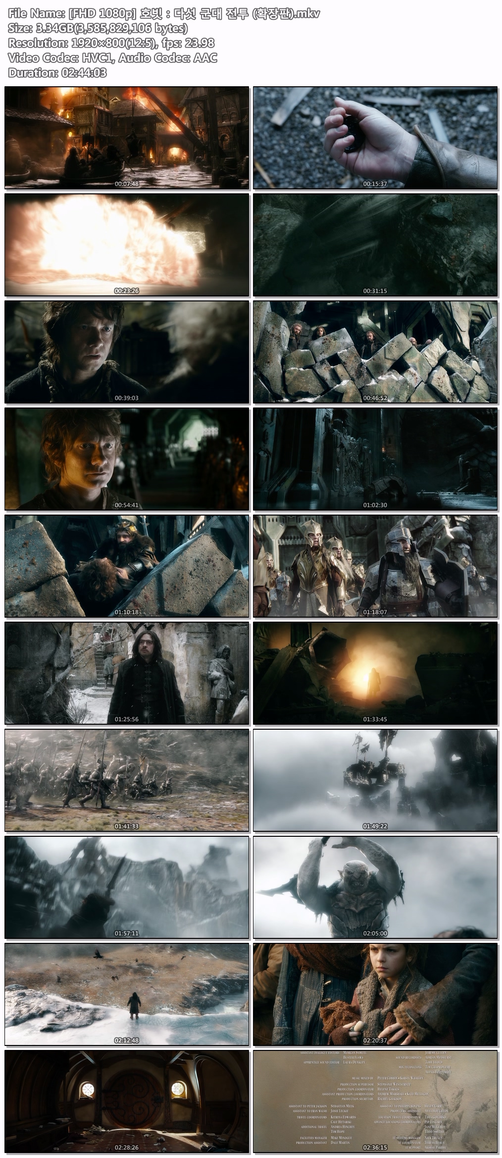 [FHD 1080p] 호빗：다섯 군대 전투 (확장판)