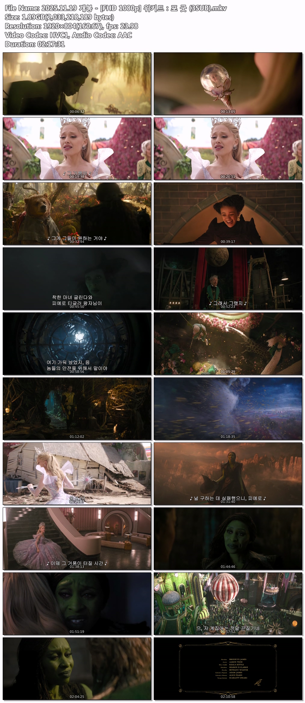 2025.11.19 개봉 - [FHD 1080p] 위키드：포 굿 (3SUB)