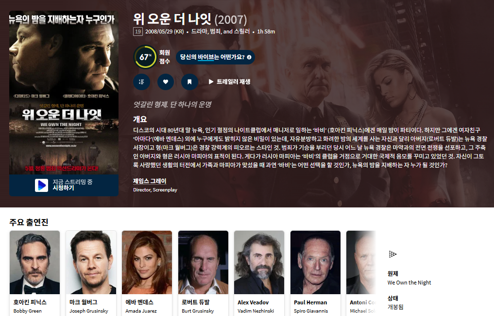 호아킨 피닉스 마크 월버그 [위 오운 더 나잇]..