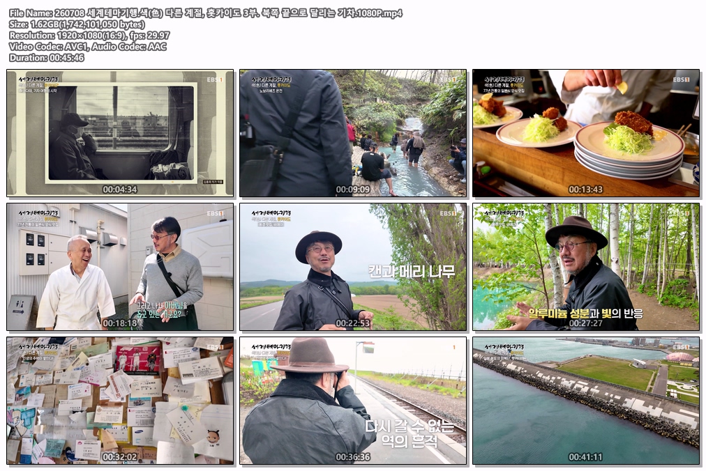 260708 세계테마기행.색(色) 다른 계절, 홋카이도 3부. 북쪽 끝으로 달리는 기차.1080P