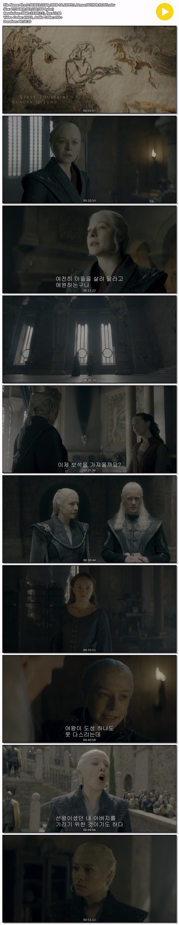 4K-UHD HDR] 파이어 앤 블러드 [하오드]] [시즌3 3부] 엣모스 5.1 채널 최고폼
