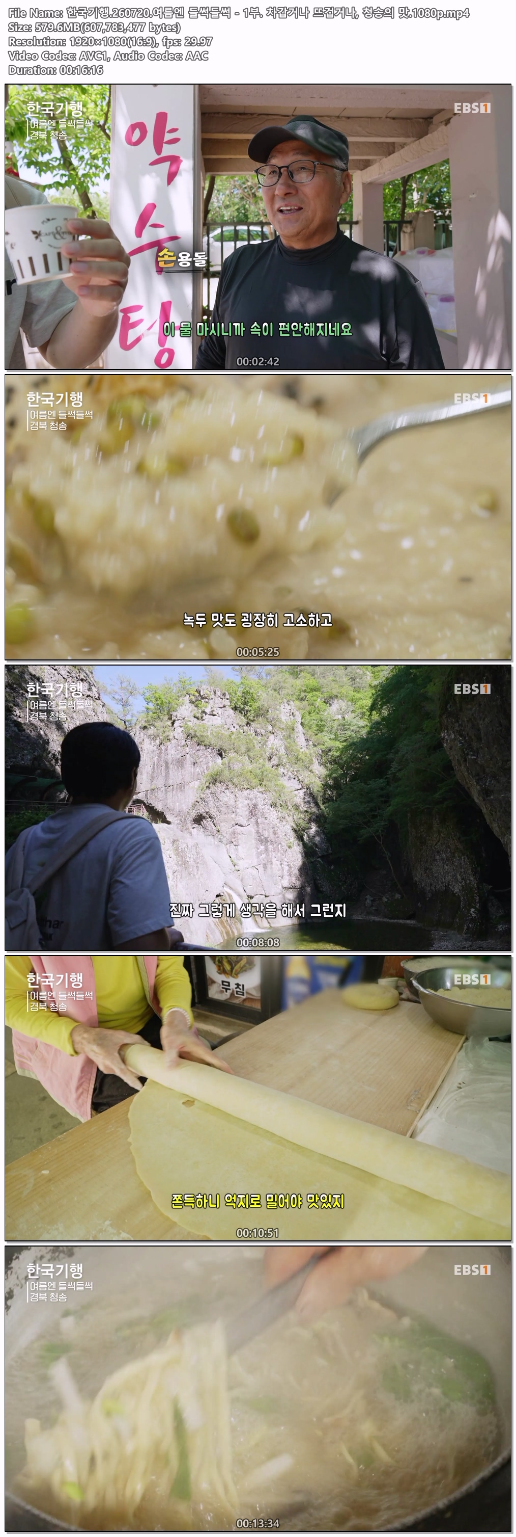 한국기행.260720.여름엔 들썩들썩 - 1부. 차갑거나 뜨겁거나, 청송의 맛.1080p