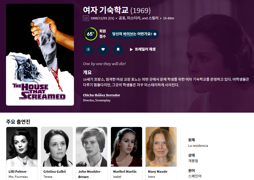 스페인 호러 걸작 [여자 기숙학교] La Res..