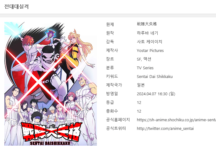 [인생] 전대대실격 [1기] 01-12완결 -모험 능력 SF 액션-