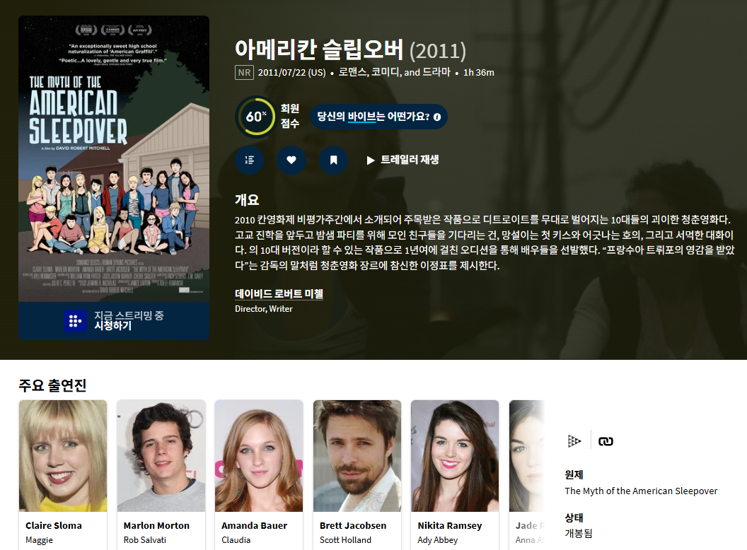 데이비드 로버트 미첼 감독 하이틴코미디 [아메리..
