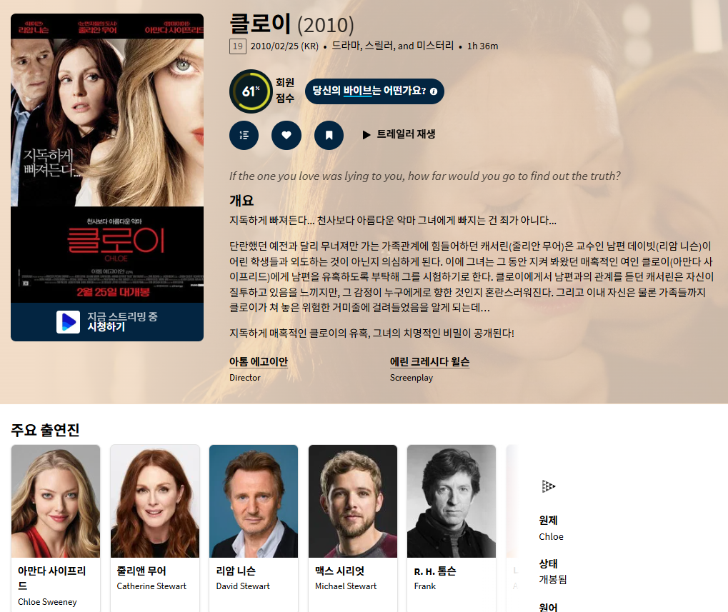 (29금) 아만드 사이프리드 섹시 심리 스릴러 ..