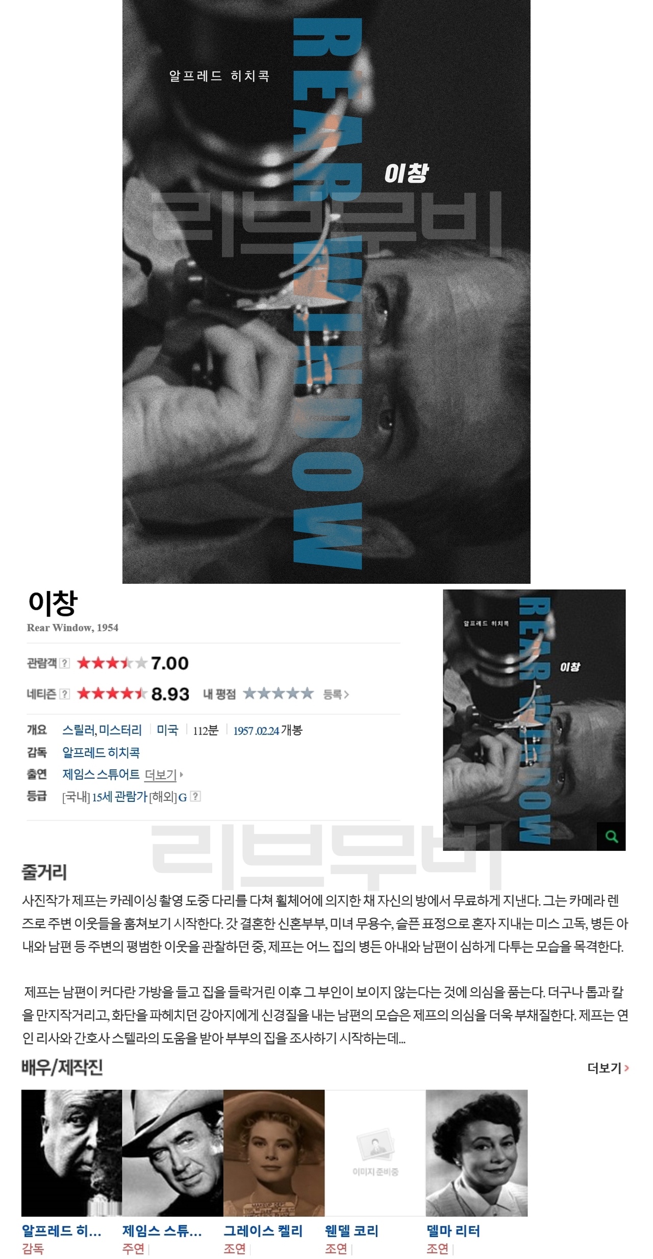【FHD】이창 - 알프레드 히치콕 Alfred.Hitchcocks.Rear.Window.1954.1080p.BluRay.x264-AMIABLE