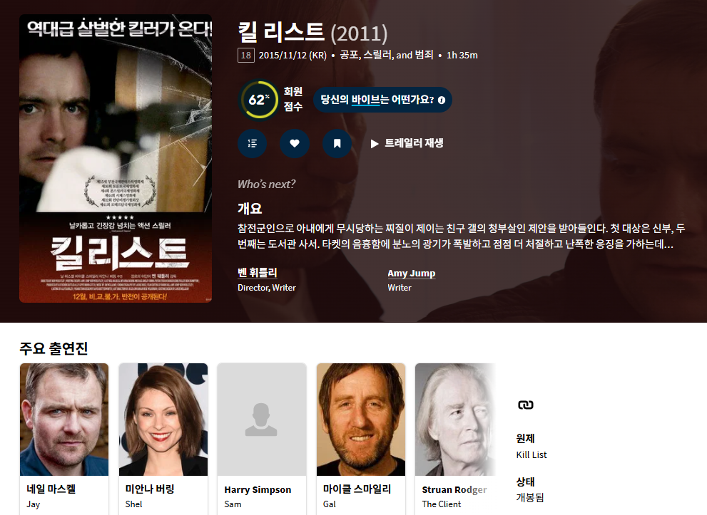 역대급 반전의 호러 스릴러 [킬 리스트] Kil..