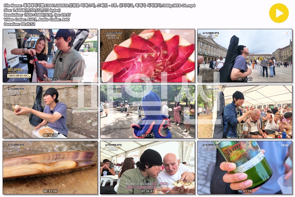 세계테마기행.E3941.260929.인생은 피에스타, 스페인 - 2부. 산티아고, 축제가 시작된다.1080p.WEB-DL