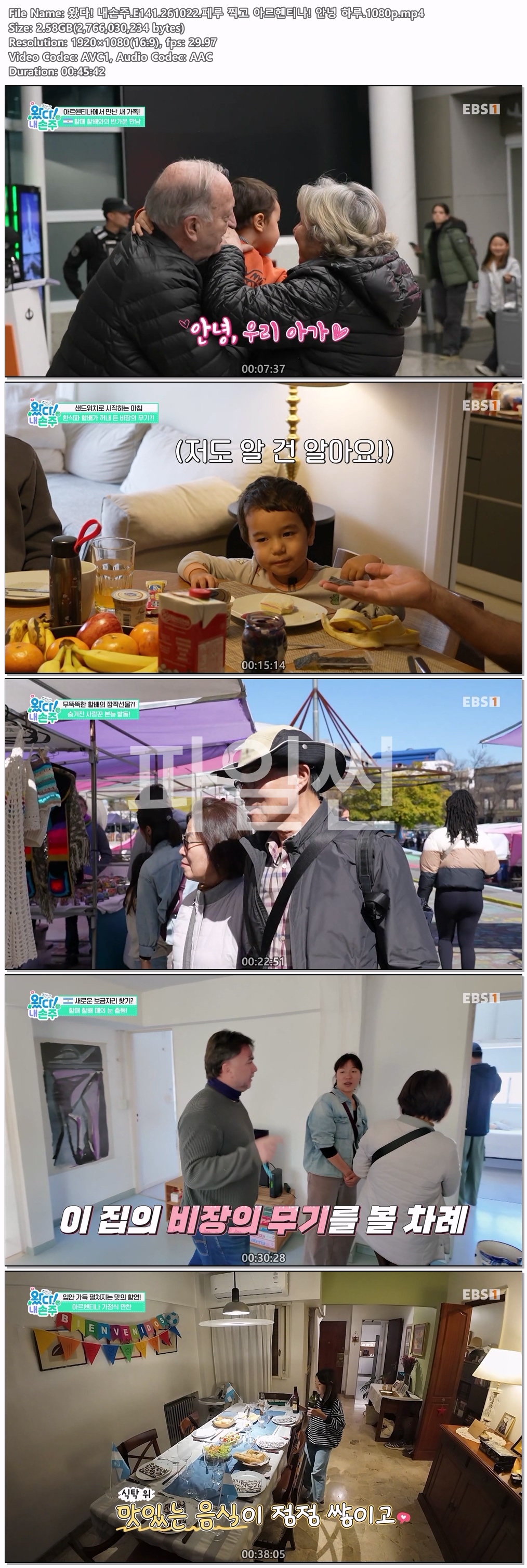 왔다! 내손주.E141.261022.페루 찍고 아르헨티나! 안녕 하루.1080p